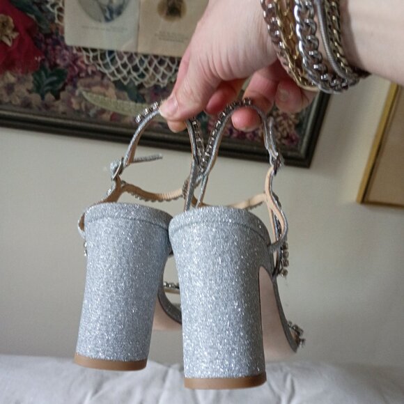 Badgley Mischka Jeweled Tanisha Sandals Heels Size US 8.5 Women's - Picture 10 of 10